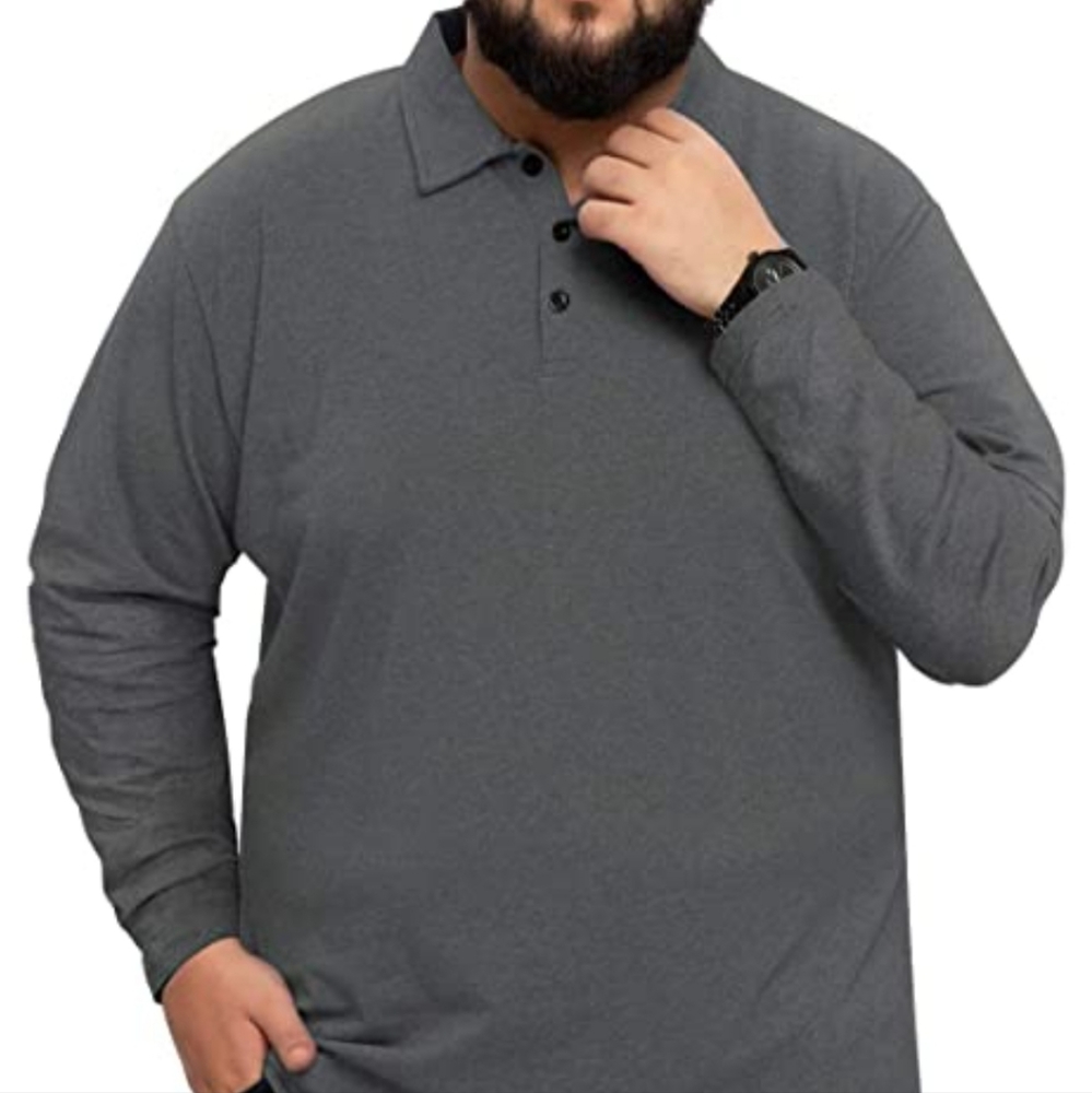 🎊32 Aiyino Men's Big and Tall Classic Fit Long Sleeve Solid Polo